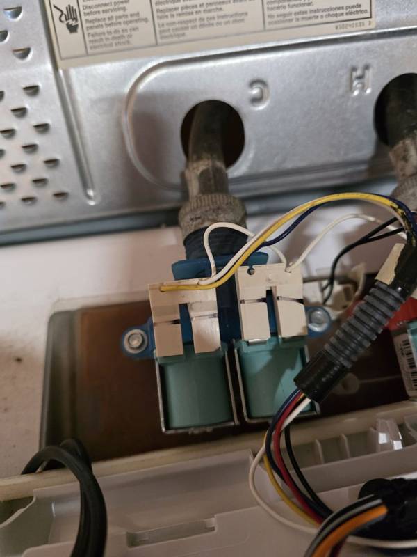 Washer water inlet valve with hot and cold hose connections